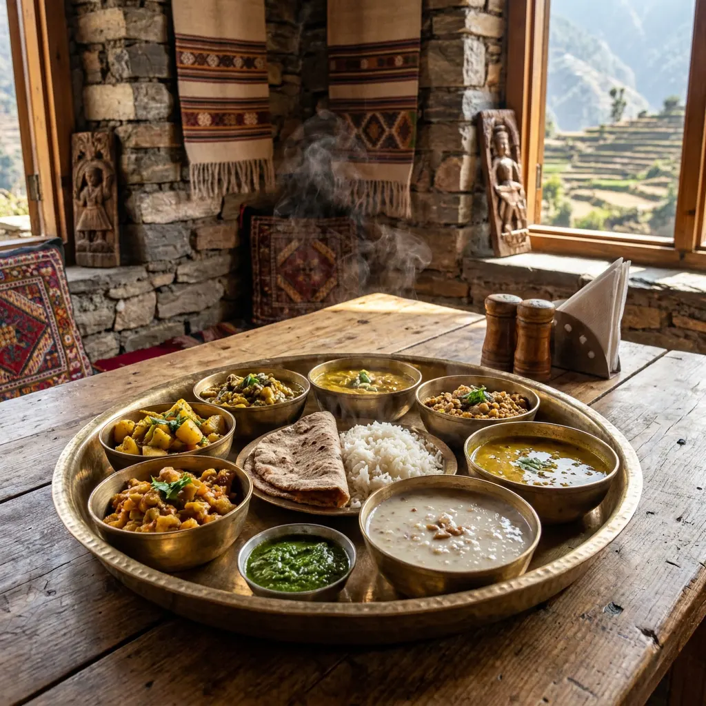 uttarakhand food thali served brass